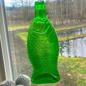 Green Glass Fish Sun Catcher / Wall Art.